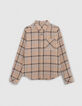 Boy's beige plaid shirt-2