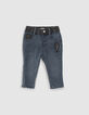 Vintage blue jeans met contrast used black jongens-1