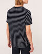 Men’s white-striped navy linen blend T-shirt with anchor-3
