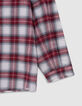 Girl's burgundy plaid shirt-5