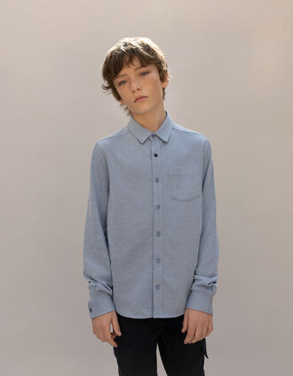 Boy's blue denim-effect knit shirt