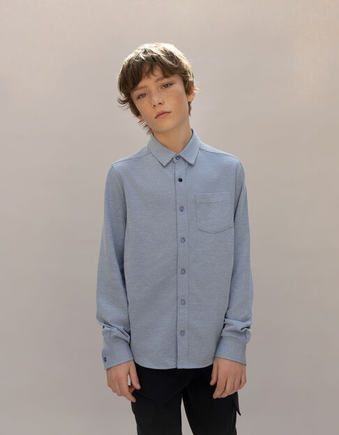 Camisa de punto azul efecto vaquero de niño - IKKS