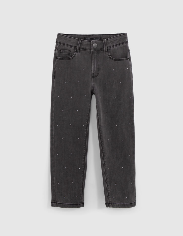 MOM washed black jeans with girl studs-4