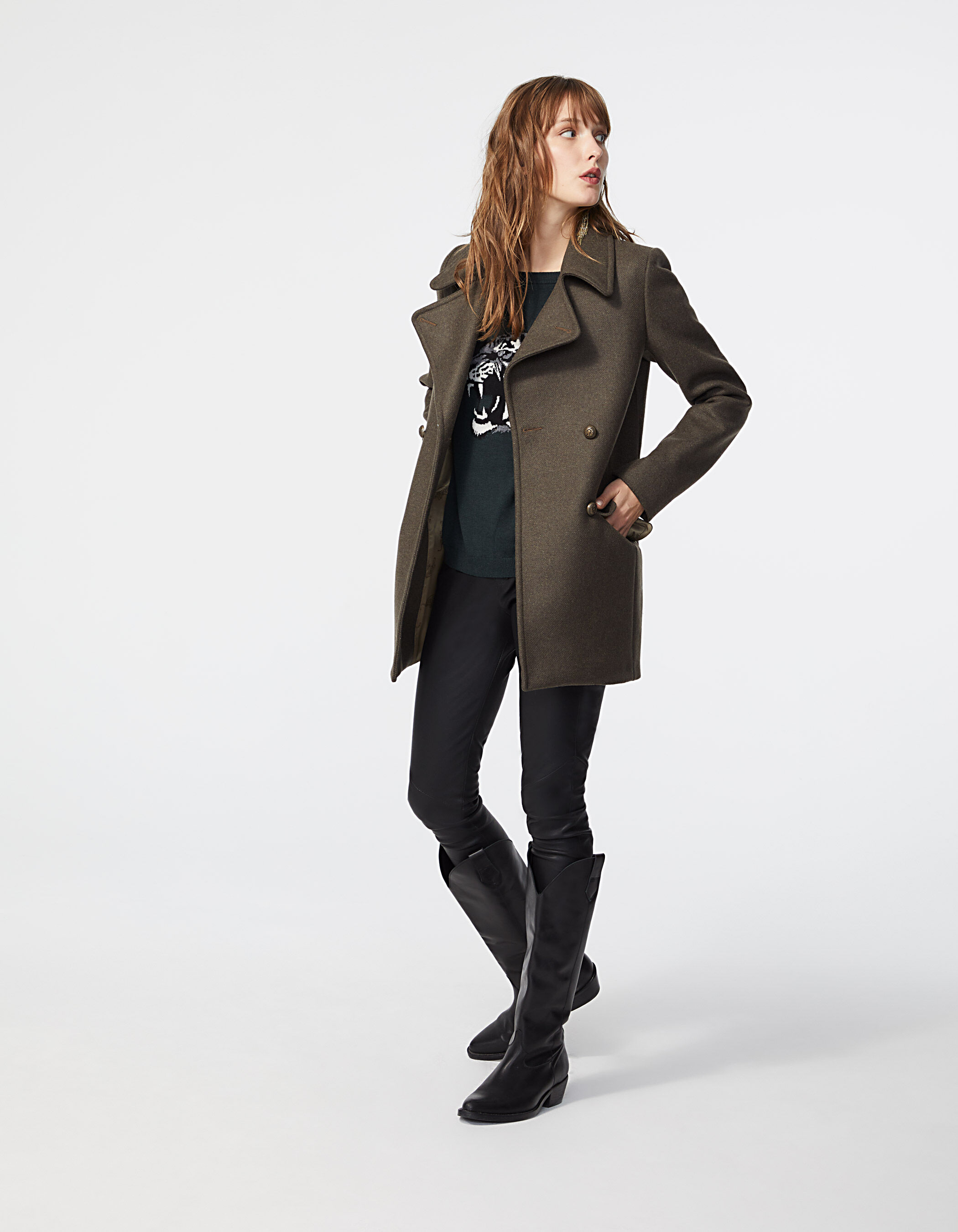 Manteau femme 2024 kaki laine