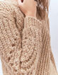 Women’s sesame Pure Edition sweater with pretty stitching-4