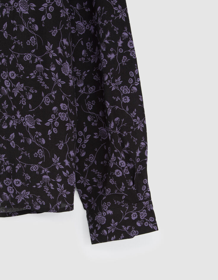 Zwart LENZING™ ECOVERO™ SLIM overhemd bloemenmotief heren-6