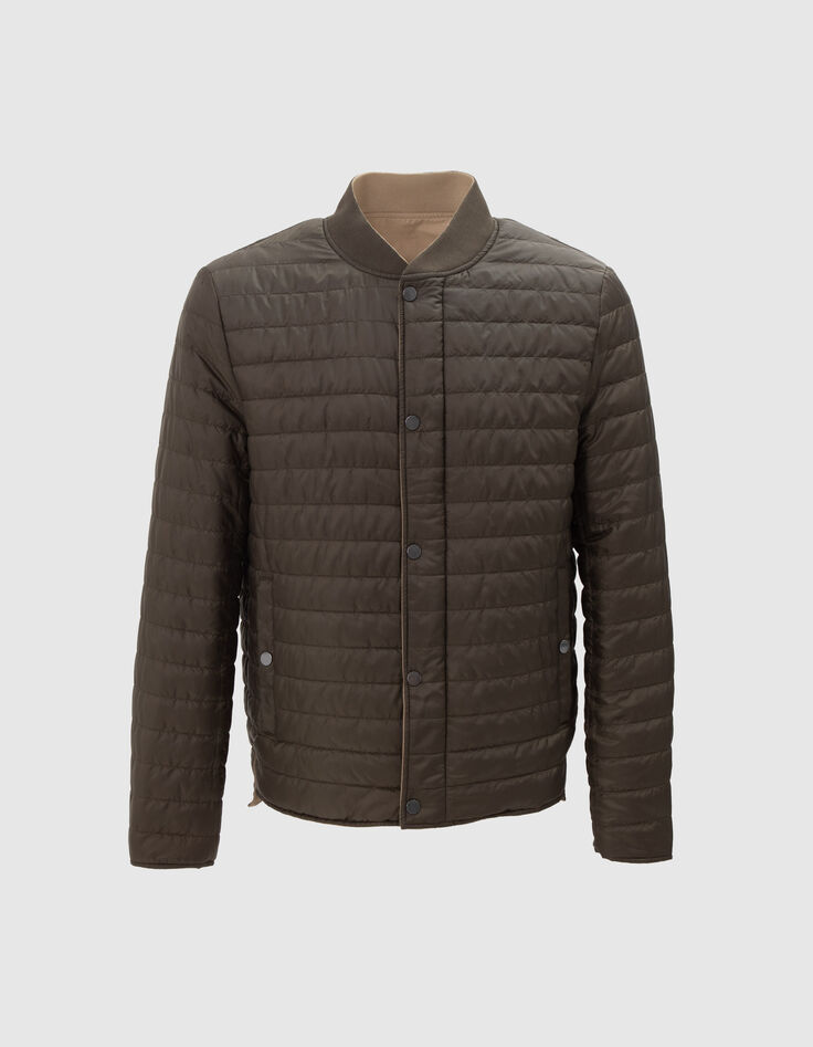 Chaqueta acolchada fina caqui y beige tipo bomber hombre-7