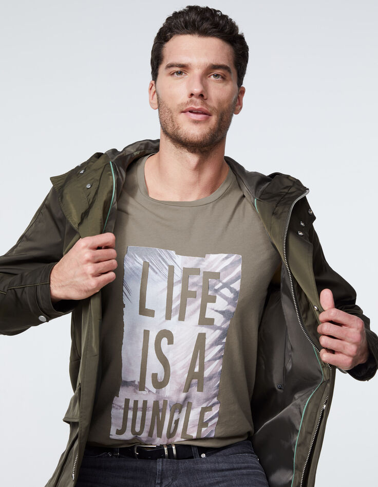 Men’s mink slogan on palm tree background T-shirt-1