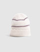 Girl's ecru lurex striped knitted hat-4