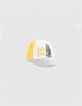 Baby boys’ yellow, white, grey embroidered cap-1