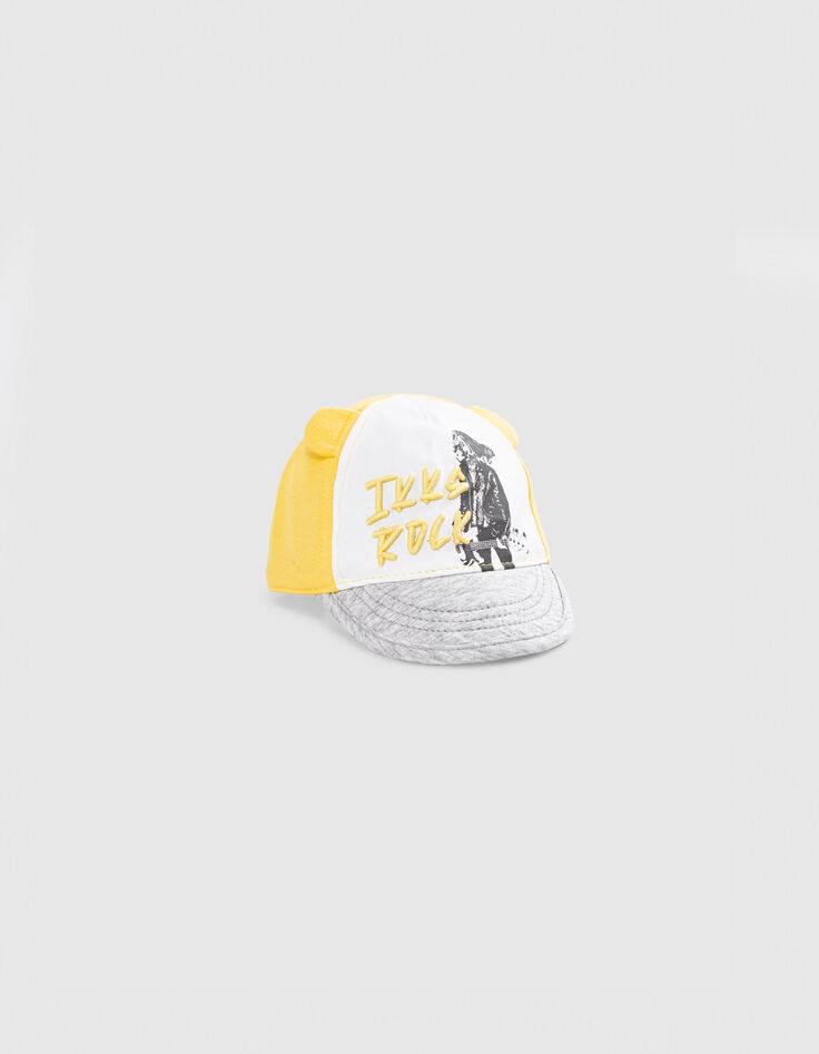 Baby boys’ yellow, white, grey embroidered cap-1