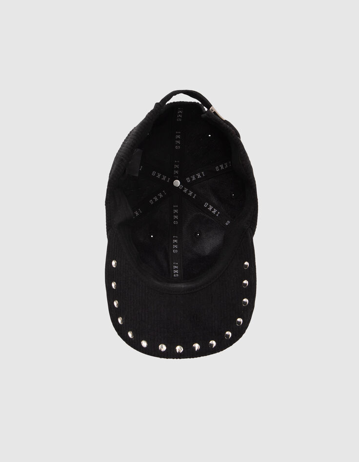 Schwarze Damenschirmmütze aus Velours mit Nieten-6