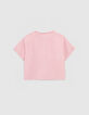 Girls’ pink T-shirt with SMILEYWORLD embroidery-4