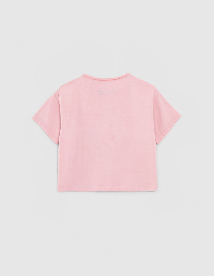 Girls’ pink T-shirt with SMILEYWORLD embroidery-4