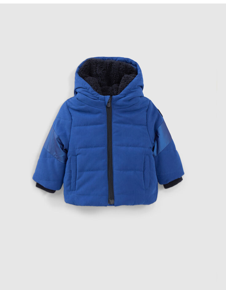 Chaqueta acolchada azul bebé niño con detalles metálicos-1