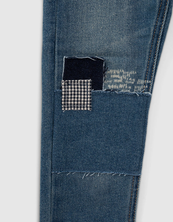 Boys’ blue patchwork-look skinny jeans-5