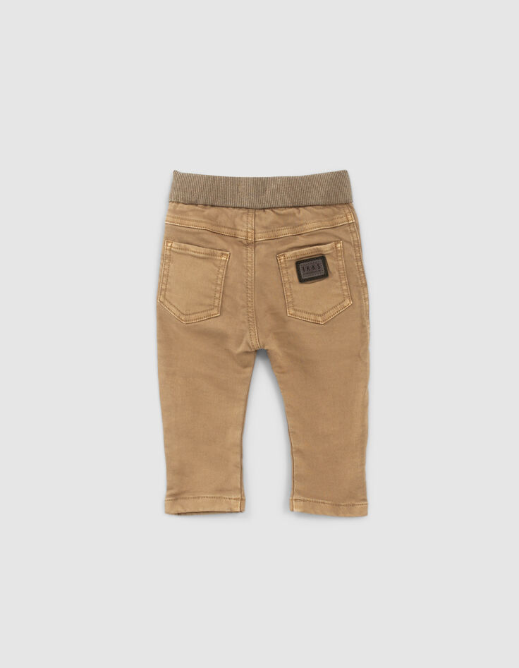 Baby boys’ brown elasticated waist jeans-3