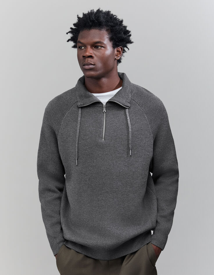 Pull béton tricot col camionneur Homme-2