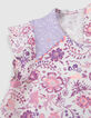 Girls’ off-white long dress with violet flower print-3