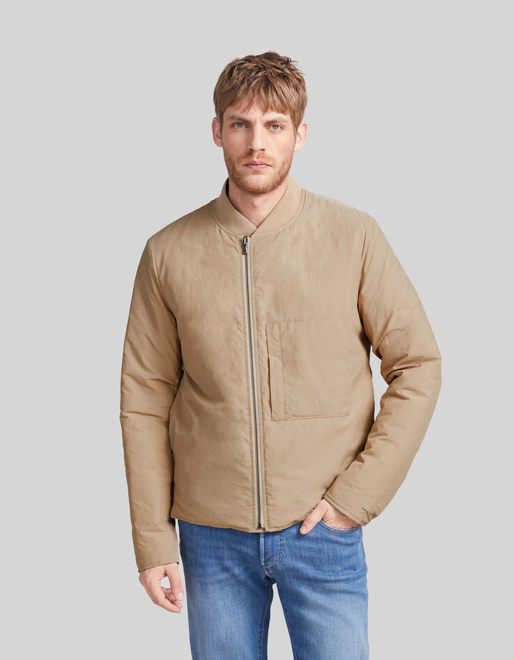 Chaqueta acolchada fina caqui y beige tipo bomber hombre-2