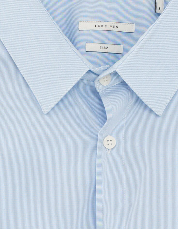 Men's sky blue thin-striped SLIM shirt-5