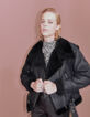 Women’s black mid-length Pure Edition shearling coat-2