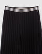 Pantalones negros plisados de pierna ancha para niñas-6