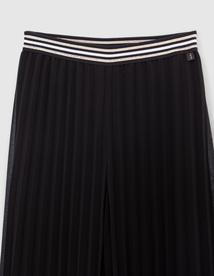 Black pleated wide-leg pants for girls-6