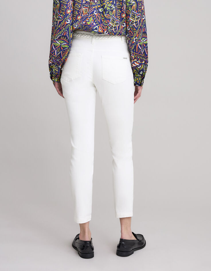 Pantalón vaquero slim blanco stretch cinturón trenzado-3