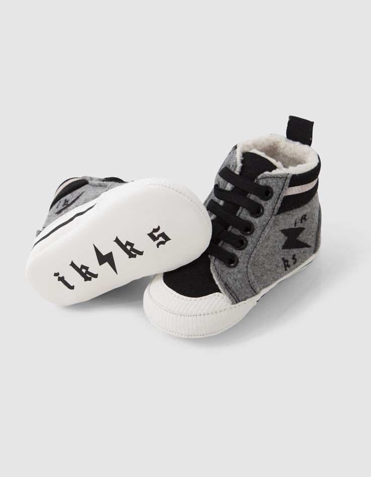 Sneakers grijs en zwart twee materialen babyjongens-6