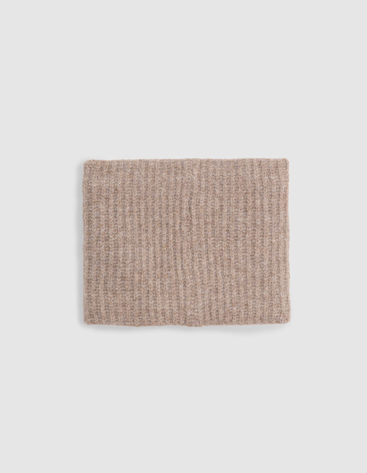 Boy's camel thick-ribbed knitted snood-4