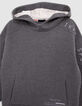 Boy's grey hoodie, reflective sleeves, embossed slogan-3