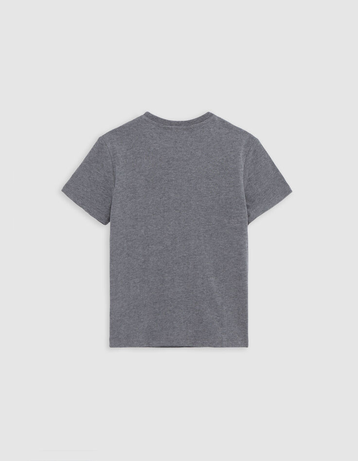 Grey boy's embossed message T-shirt with Polaroid effect-3