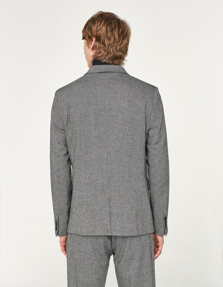 Men’s charcoal semi-plain tweed suit jacket-2