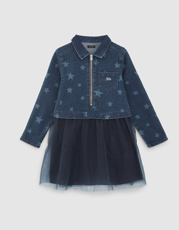 Robe-tutu marine bi matière fille-1