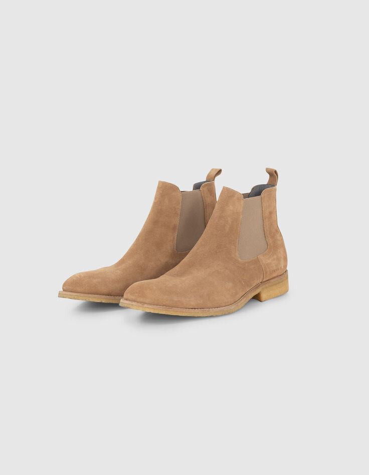 Herren-Chelsea-Boots aus Veloursleder in Beige-5