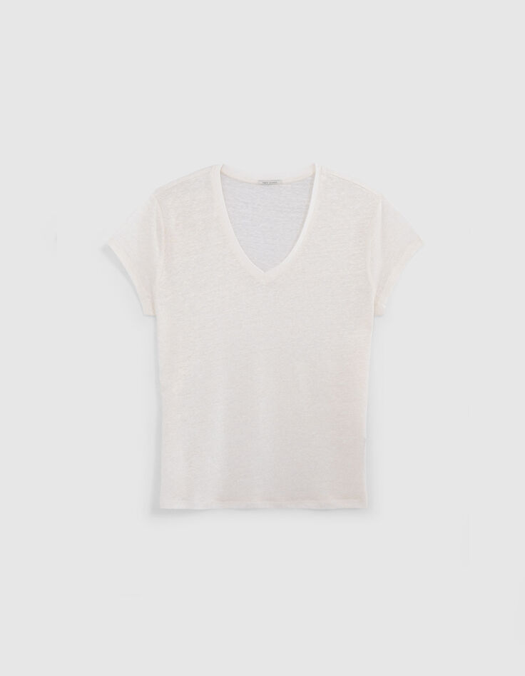 Tee-shirt lin blanc femme-6