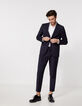 Men’s navy fine-stripe CROPPED suit trousers-1