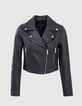 Women’s quilted shoulder lambskin leather short jacket-6