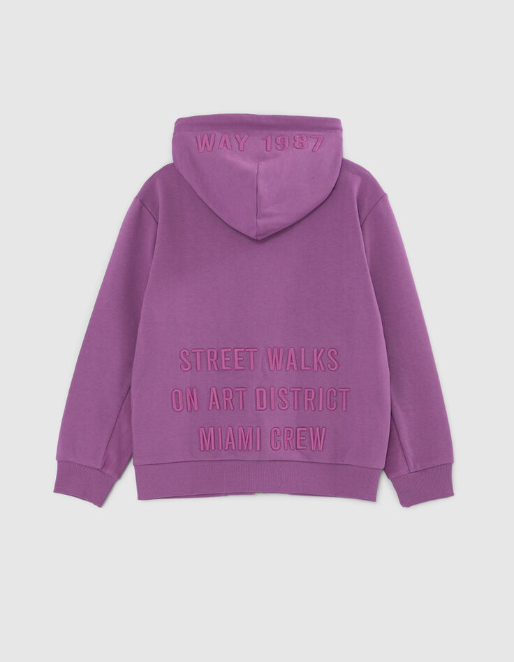 Boys' purple cardigan with XL slogan embroidered on back-5