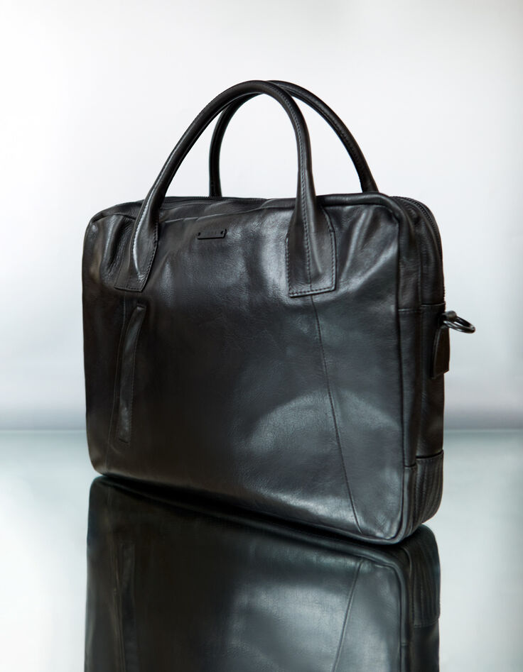 Sac noir en cuir homme-1