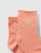 Baby girls’ peach, white and gold socks-6