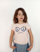 Poederroze T-shirt bril Peace & Love, meisjes-1