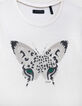 Girl's visual ecru butterfly-leopard T-shirt-2