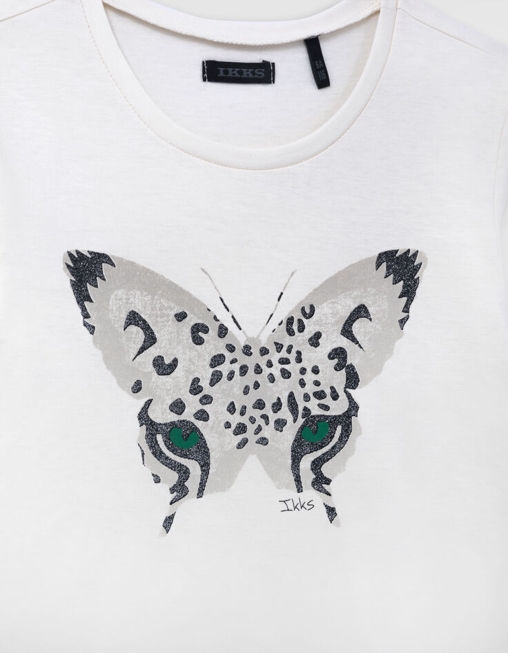 Camiseta crudo mariposa y leopardo niña-2