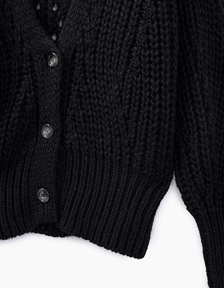 Women’s black fluffy knit cardigan-2