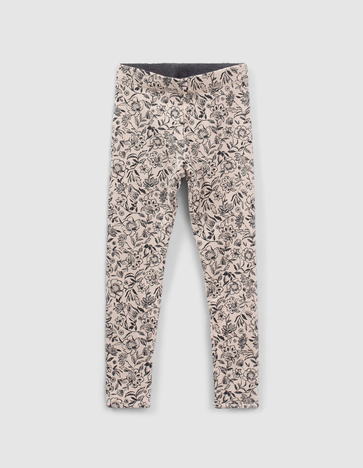 Leggings reversibles estampado flores gris niña-2