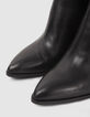 Women’s black zipped leather boots with metal bar-6