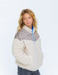 Omkeerbare pufferjas blauw en ecru Sherpa meisjes-7