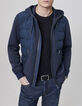 Stahlblaue Herrensteppjacke aus Materialmix-1